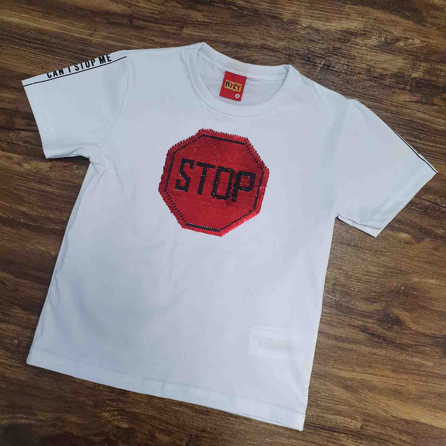 Camiseta GO! / Stop Paetê Infantil
