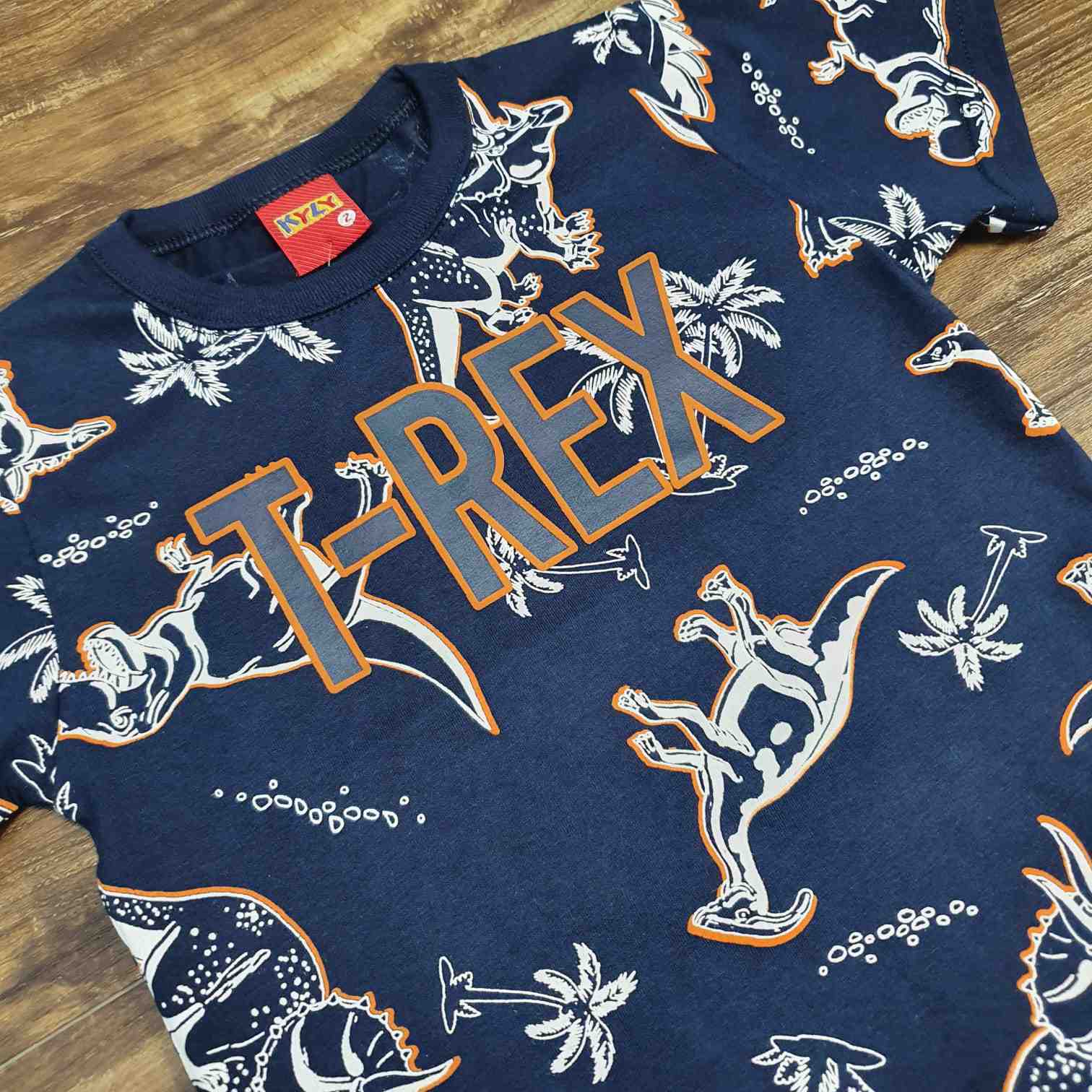 Camiseta Infantil T-Rex Azul