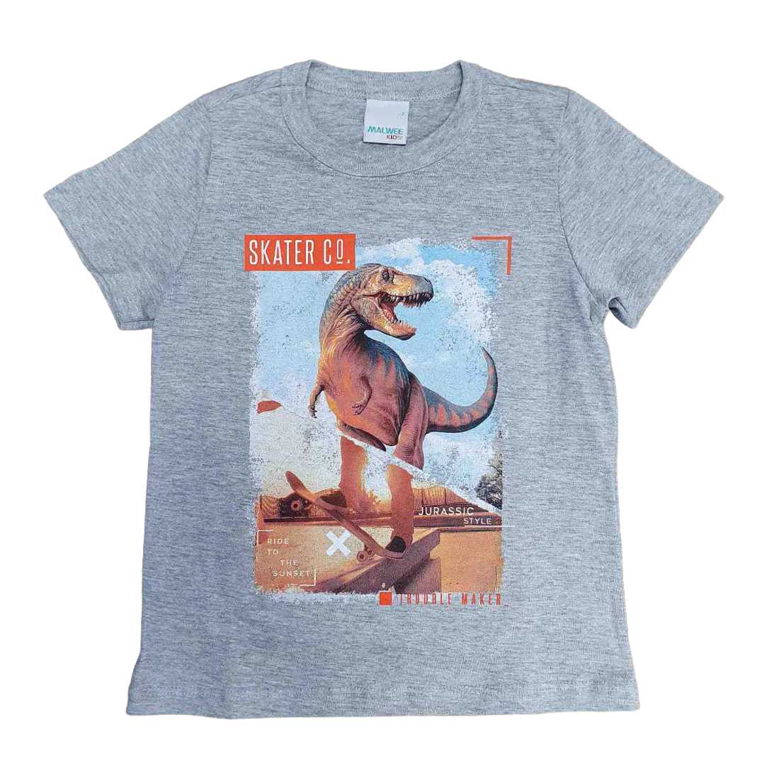 Camiseta Jurassic Style Cinza Infantil