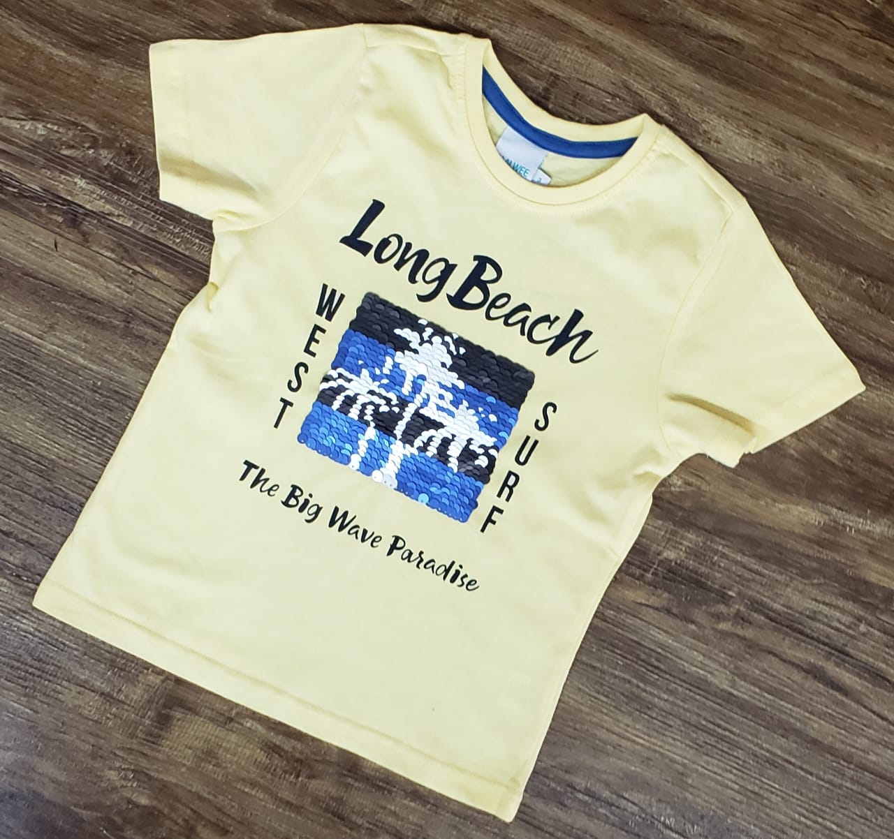 Camiseta Long Beach Paetê Mágico
