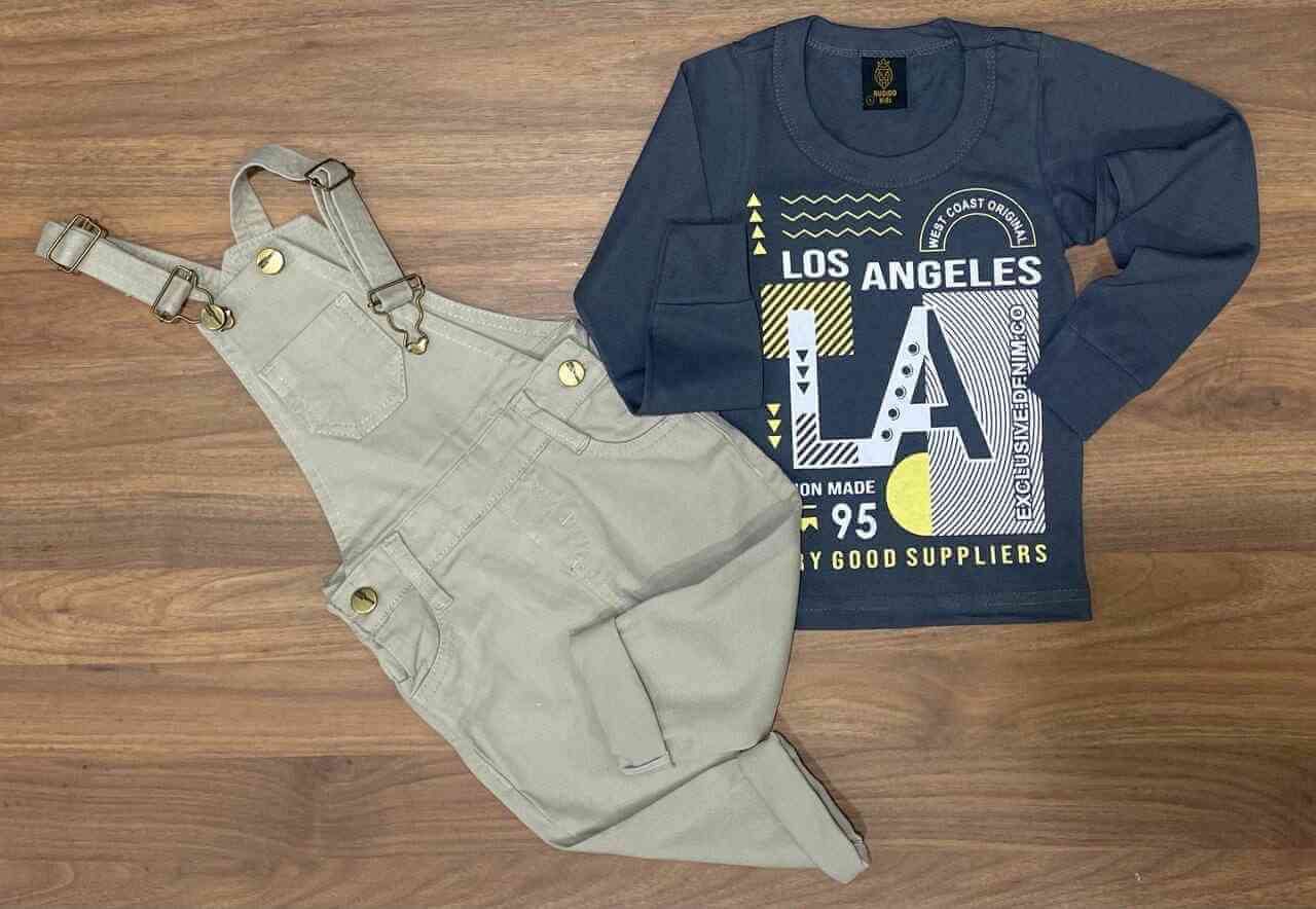 Camiseta Los Angeles com Jardineira Infantil