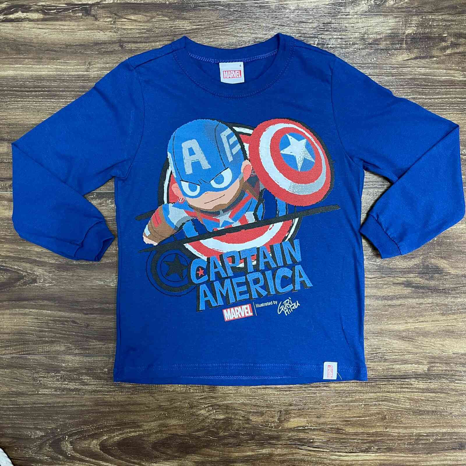 Camiseta Manga Longa Capitão América Baby Infantil