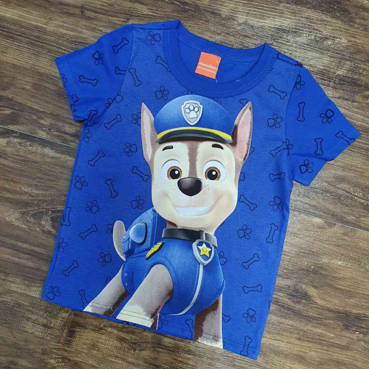 Camiseta Azul Chase Patrulha Canina Infantil
