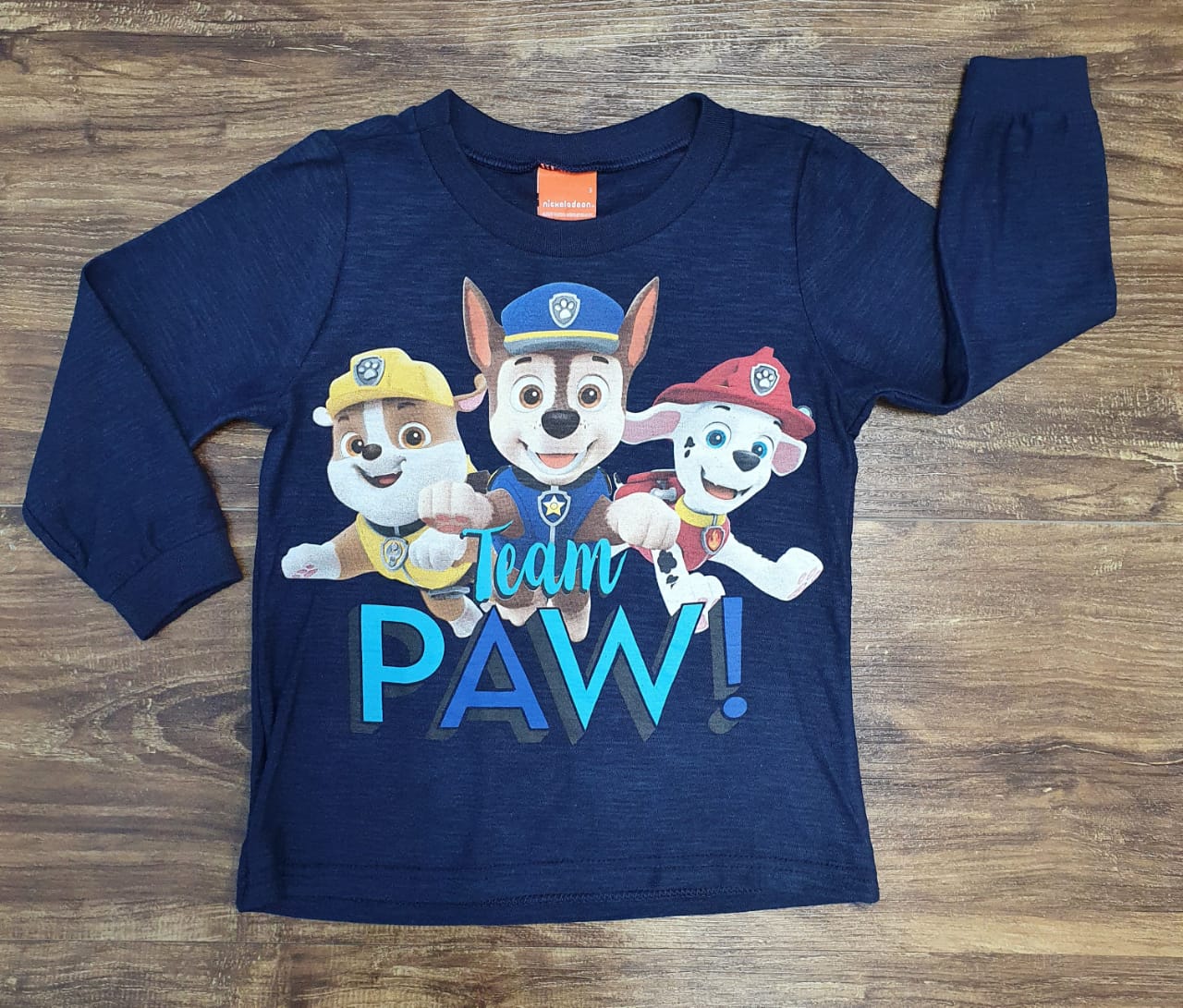 Camiseta Longa Azul Team Patrulha Canina Infantil