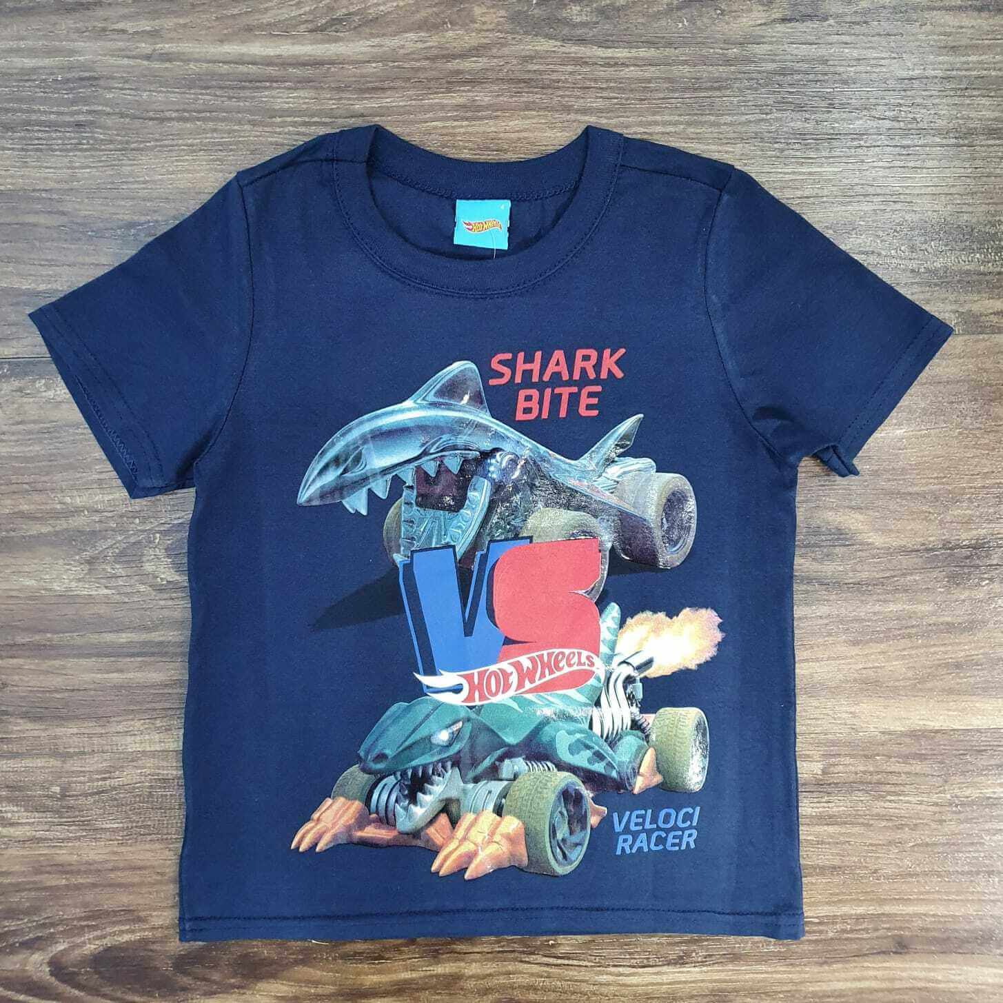 Camiseta Sharke Bite Azul Marinho Infantil