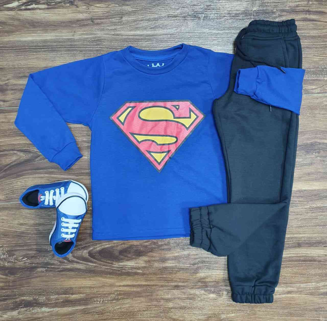 Camiseta Super Homem com Calça Moletom Infantil