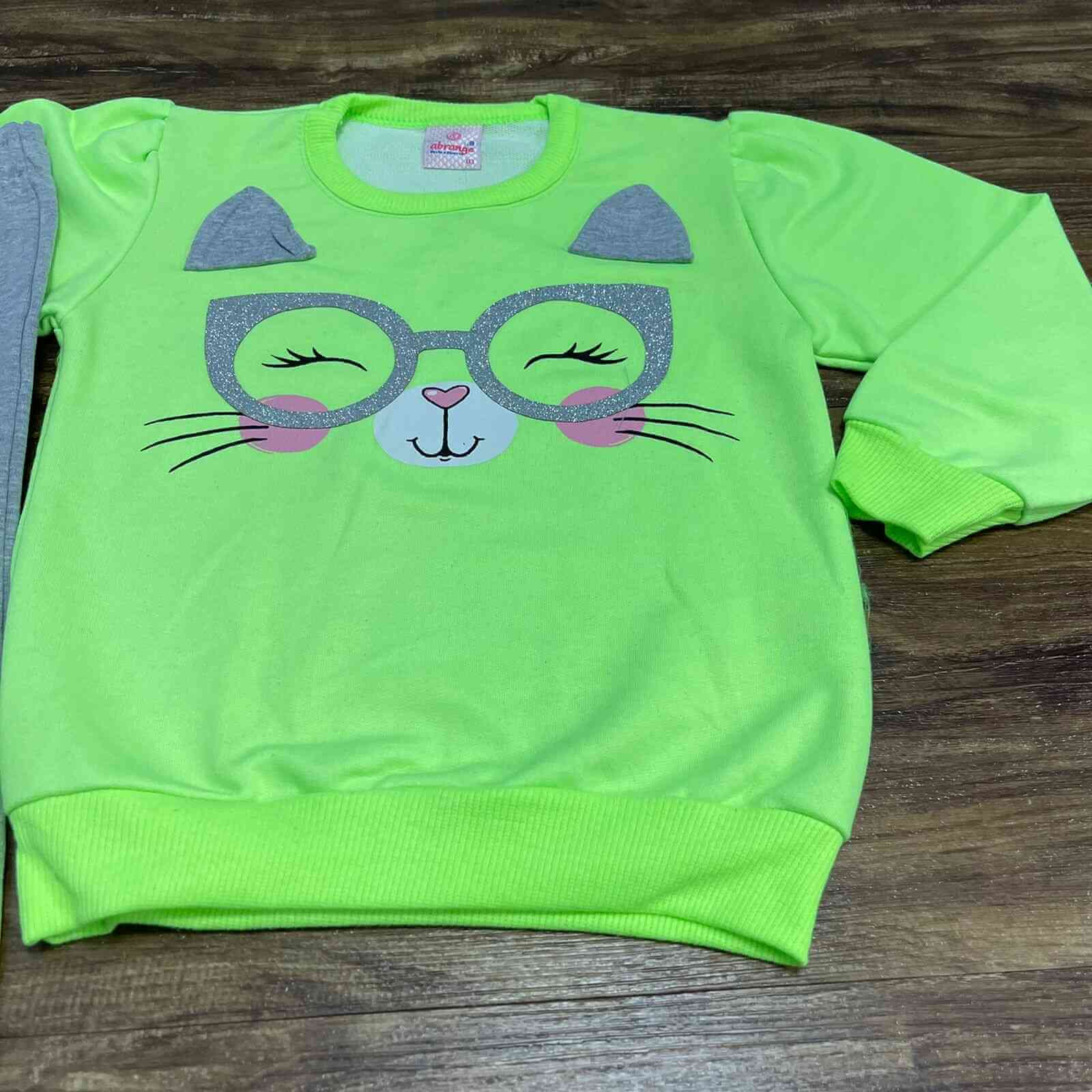 Conjunto Cat Verde Neon Infantil