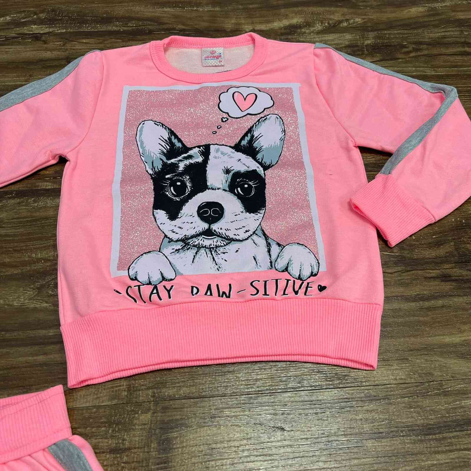 Conjunto Dog Stay Paw Rosa Neon Infantil
