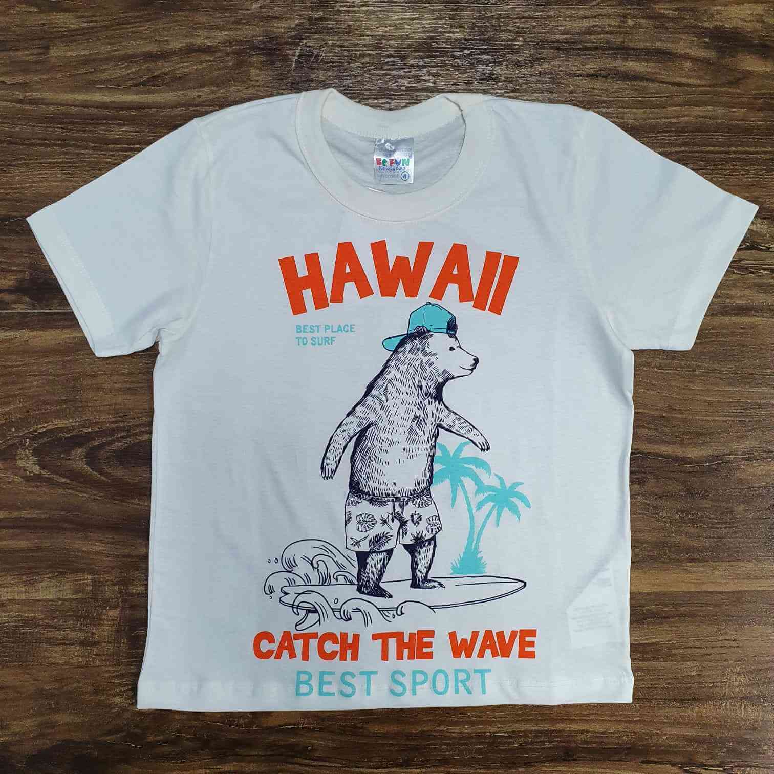 Conjunto Hawai com Camiseta Branca Infantil