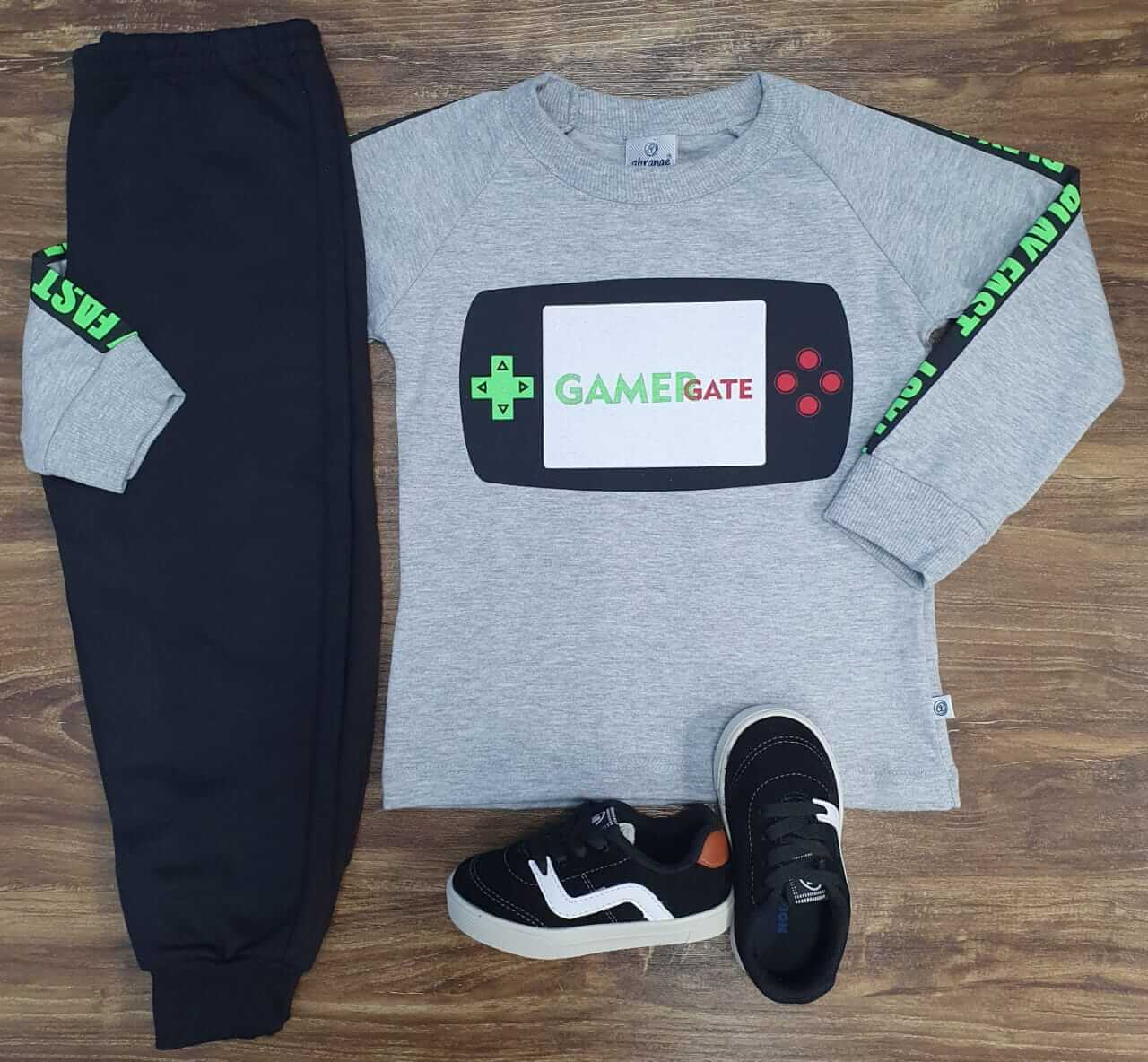 Calça Moletom com Camiseta Game Gate Infantil