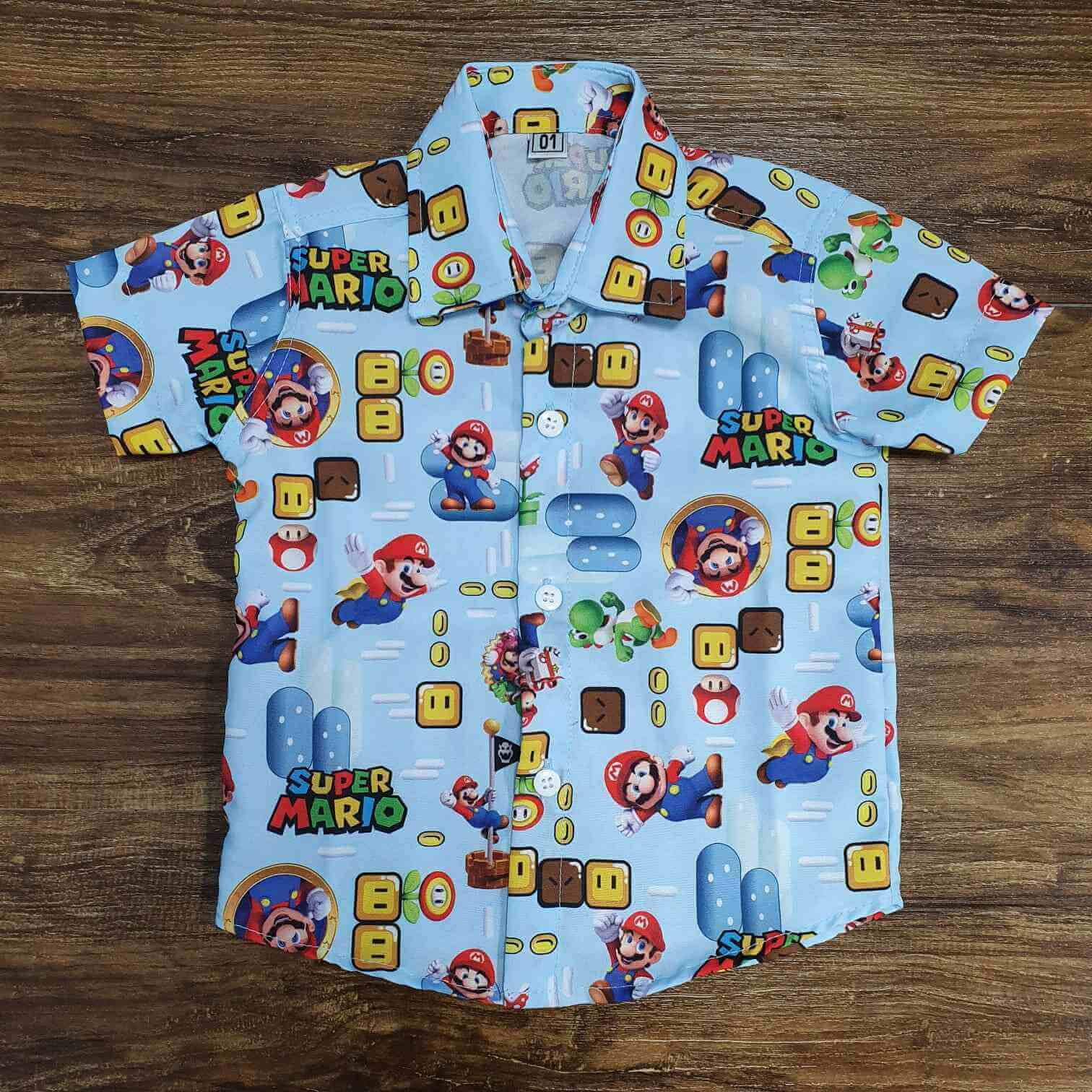 Conjunto Super Mario com Suspensório e Gravata Infantil