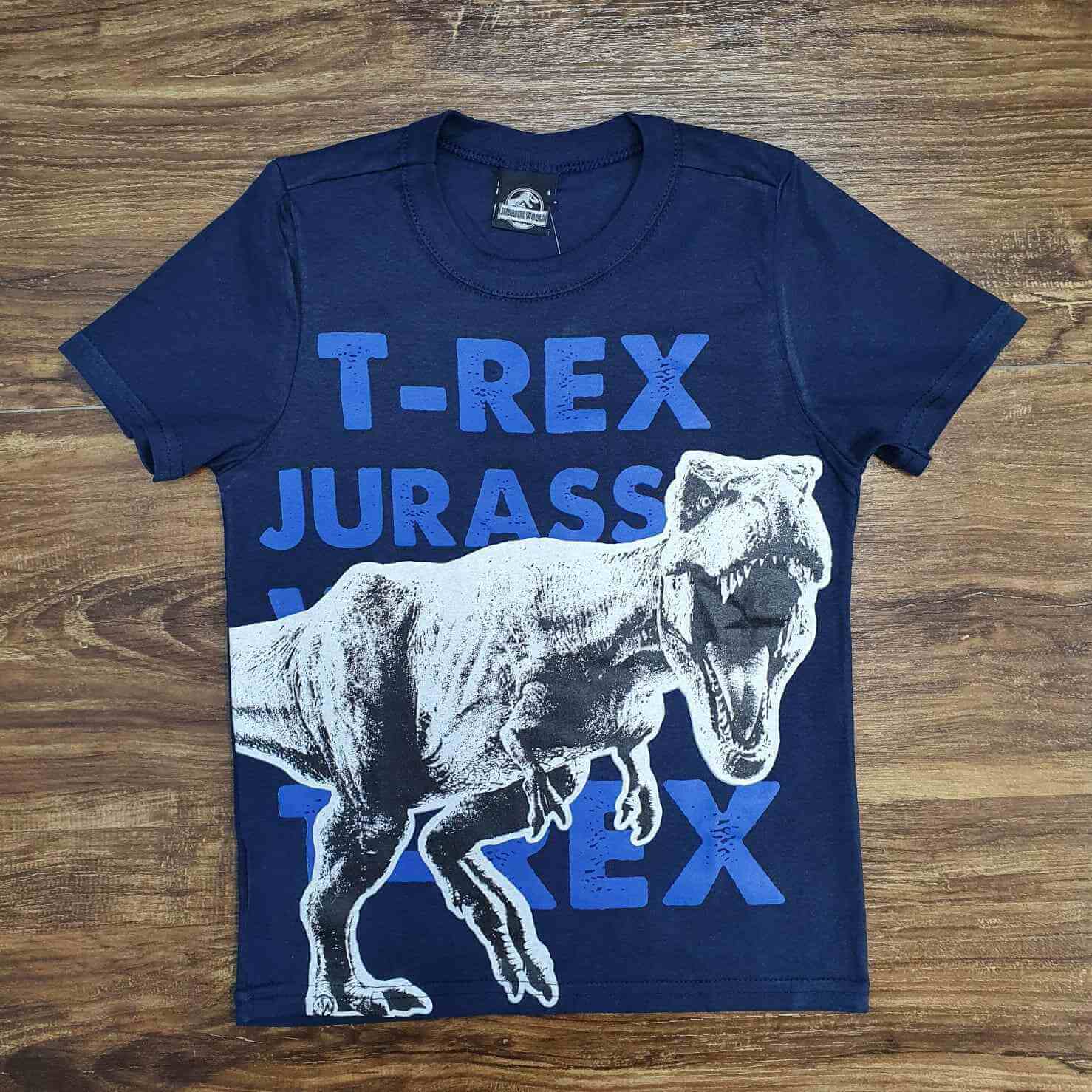 Conjunto T-Rex com Camiseta Azul Infantil