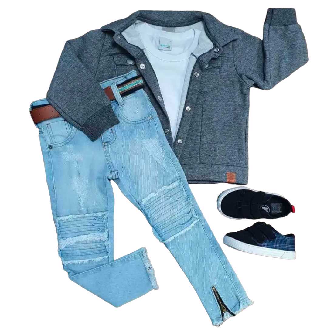 Jaqueta Cinza com Camiseta e Calça Jeans Infantil