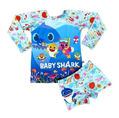 Kit Praia Baby Shark - Sunga e Camiseta UV