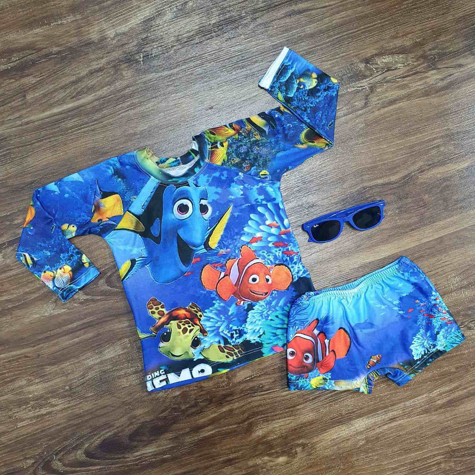 Kit Praia Procurando Nemo Azul Infantil