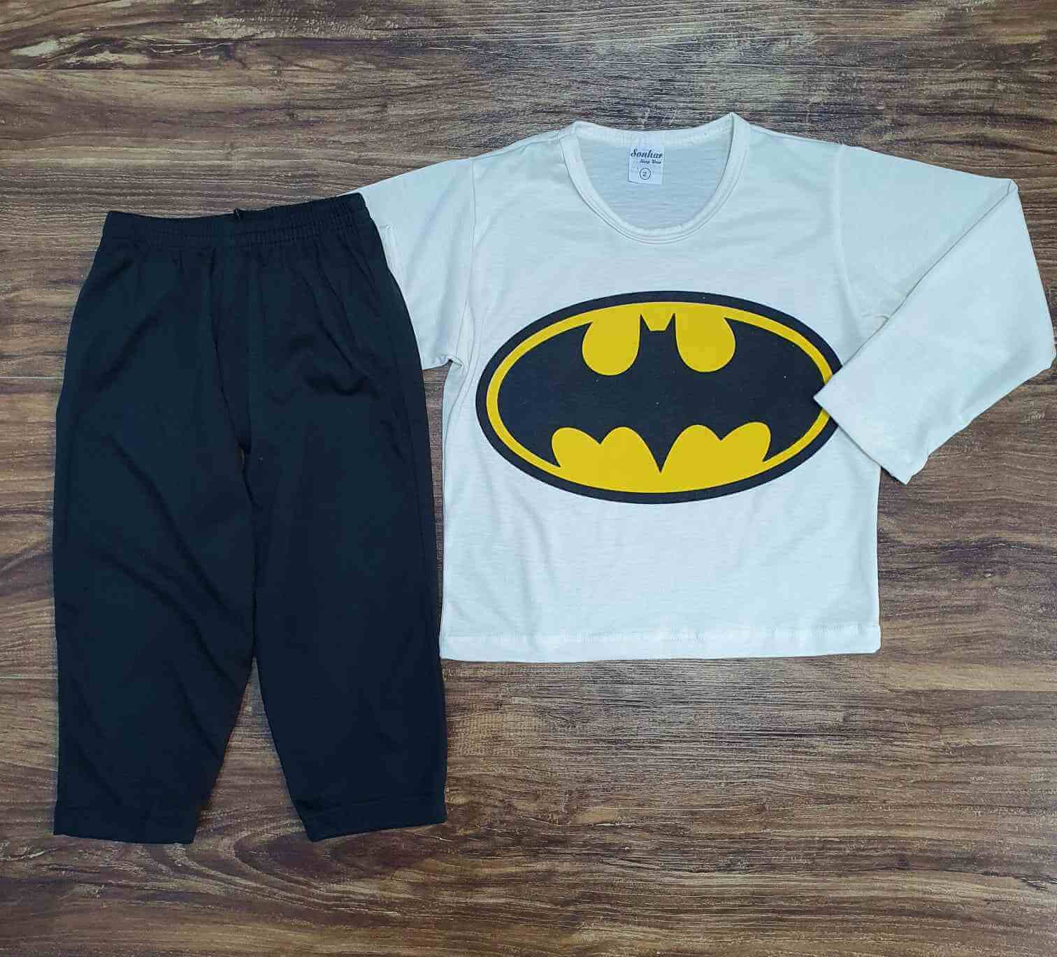 Pijama Batman com Calça Preta Infantil
