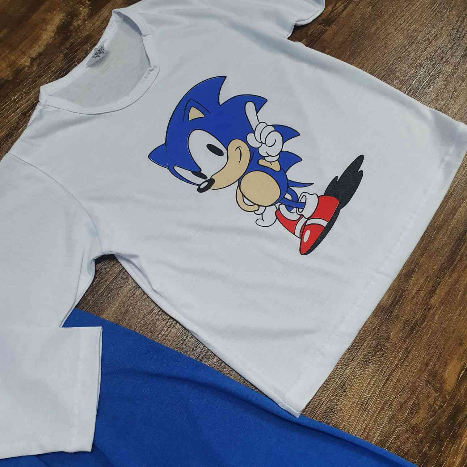 Pijama Sonic com Camiseta Manga Longa Infantil