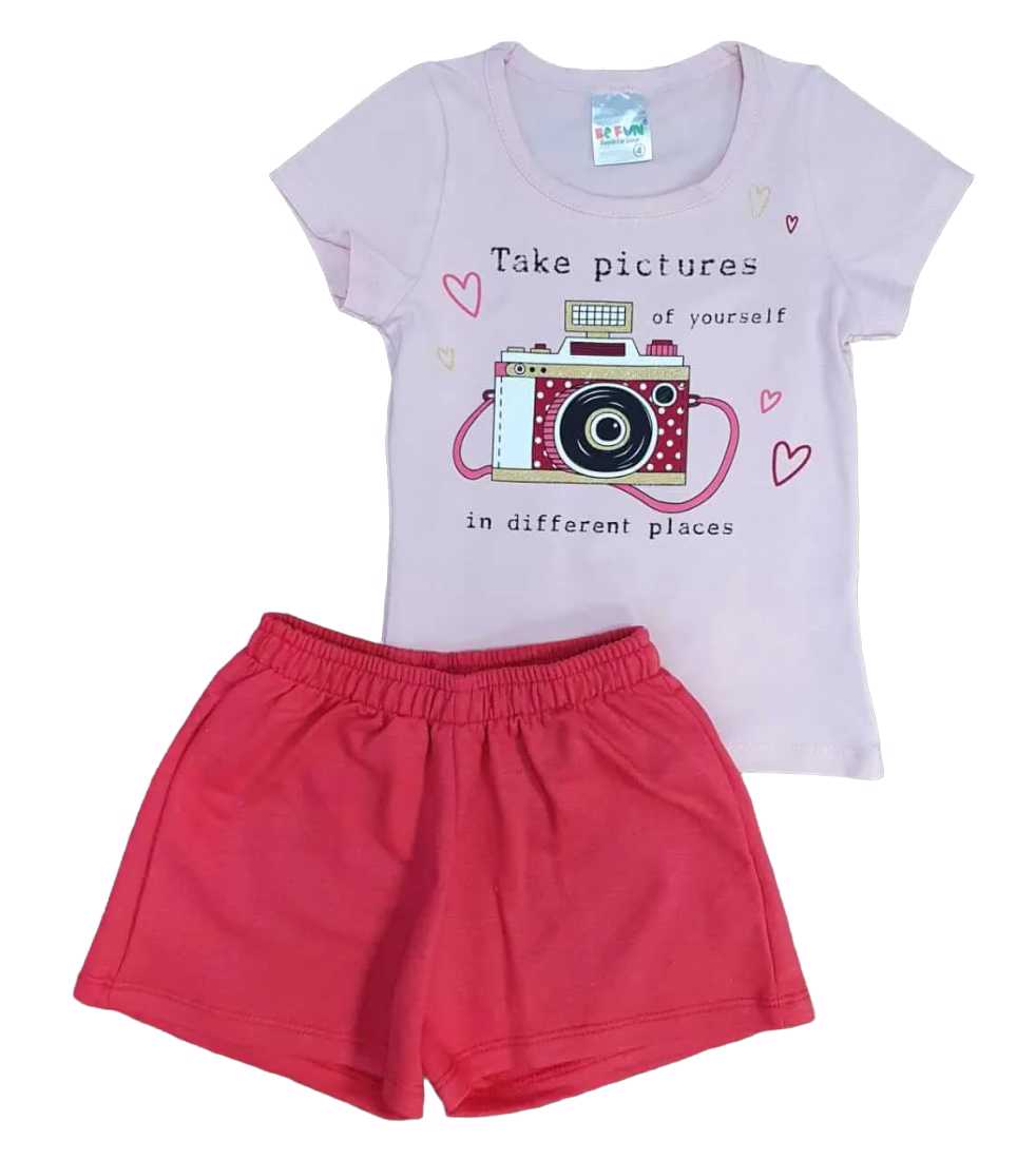 Shorts com Blusa Take Pictures Infantil  - Lojinha da Vivi