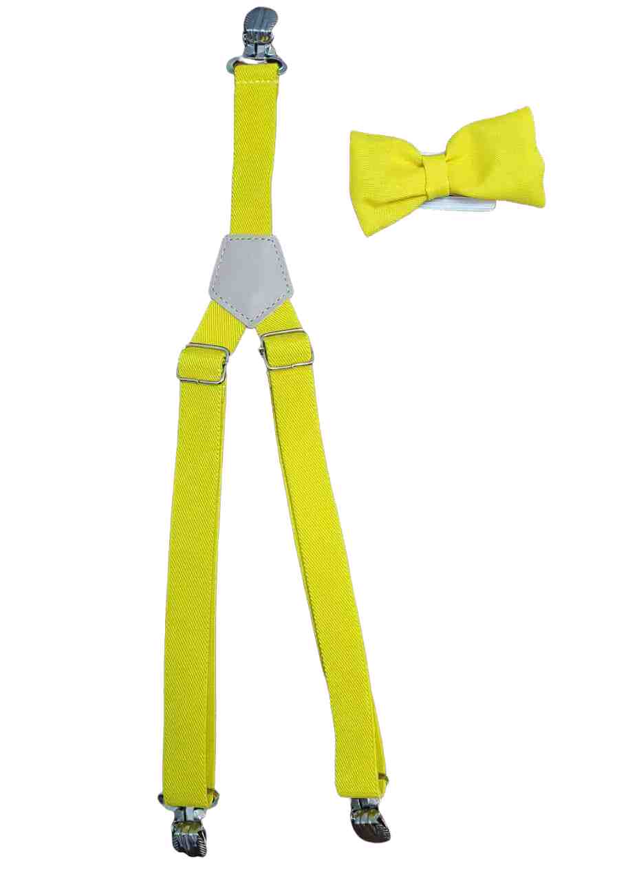 Suspensório e Gravata Borboleta Amarelo