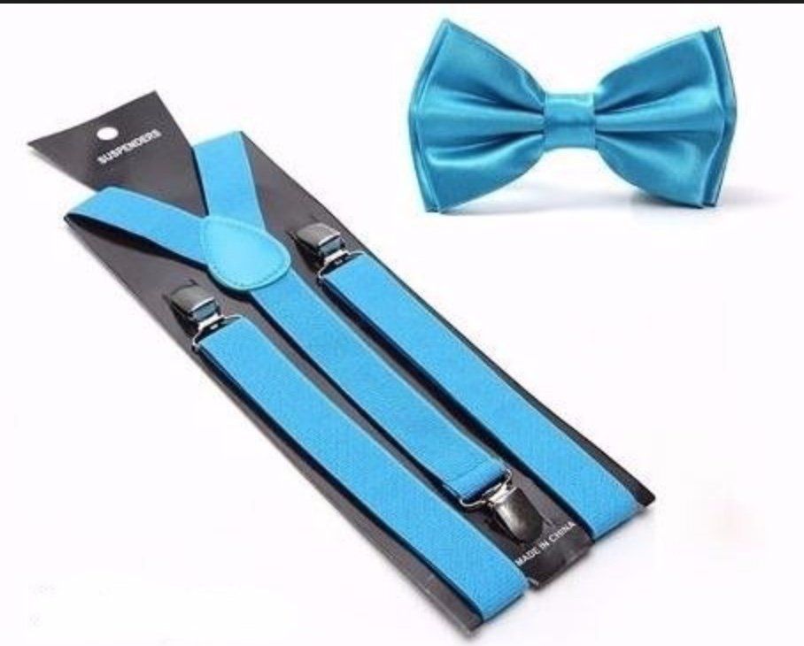 Suspensório e Gravata Borboleta Azul