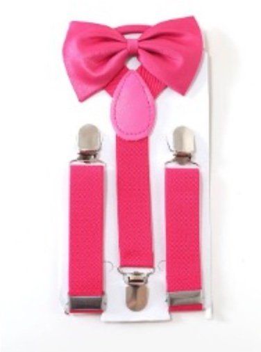 Suspensório e Gravata Borboleta Rosa Pink