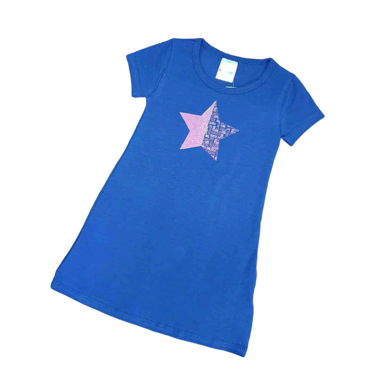 Vestido Curto Star Azul Infantil  - Lojinha da Vivi