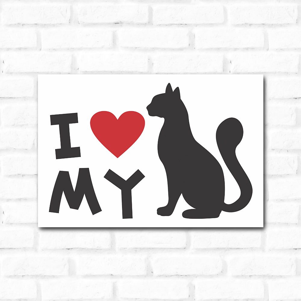 Placa Decorativa I Love My Cat QCola