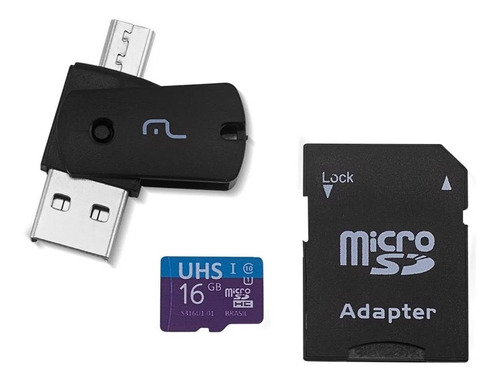 Kit 4x1 Adaptador Usb Dual Drive + Sd + Cartão Memória 16gb - MC150