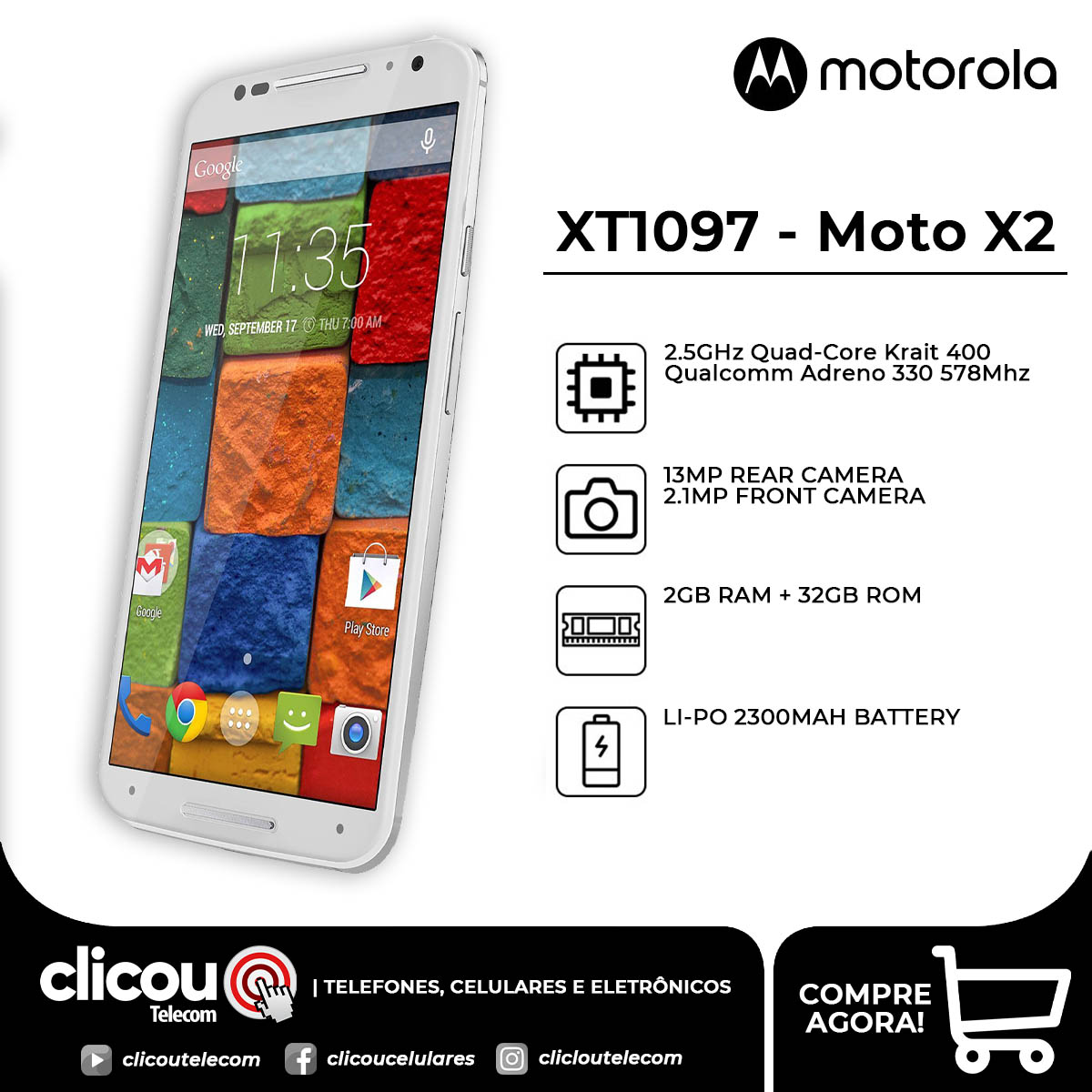 Motorola Moto X2 XT1097 32GB 5.2' 13MP - Revisado