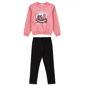 Conjunto Infantil Feminino Inverno Rosa Blusão e Calça Inverno Fashion - Malwee