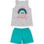 Pijama Infantil Feminino Curto Cinza Rainbow - Malwee