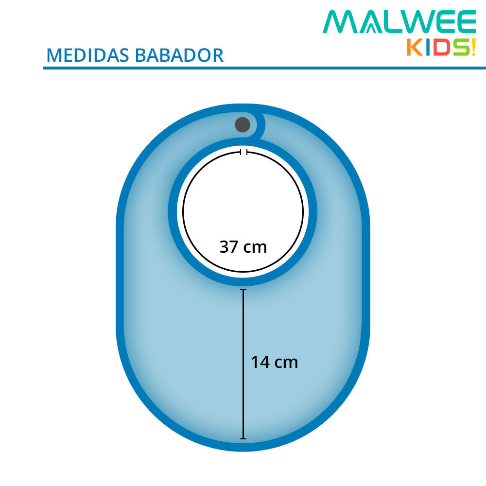 Babador Bandana Bebê Azul Floral - Malwee: Tabela de medidas