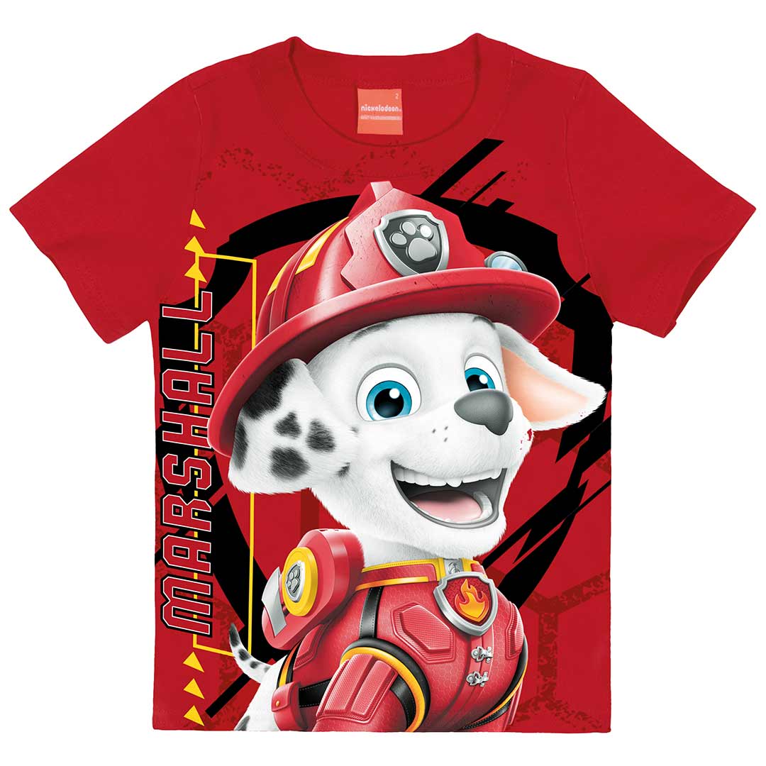 Camiseta Infantil Masculina Vermelha Marshall Patrulha Canina - Malwee
