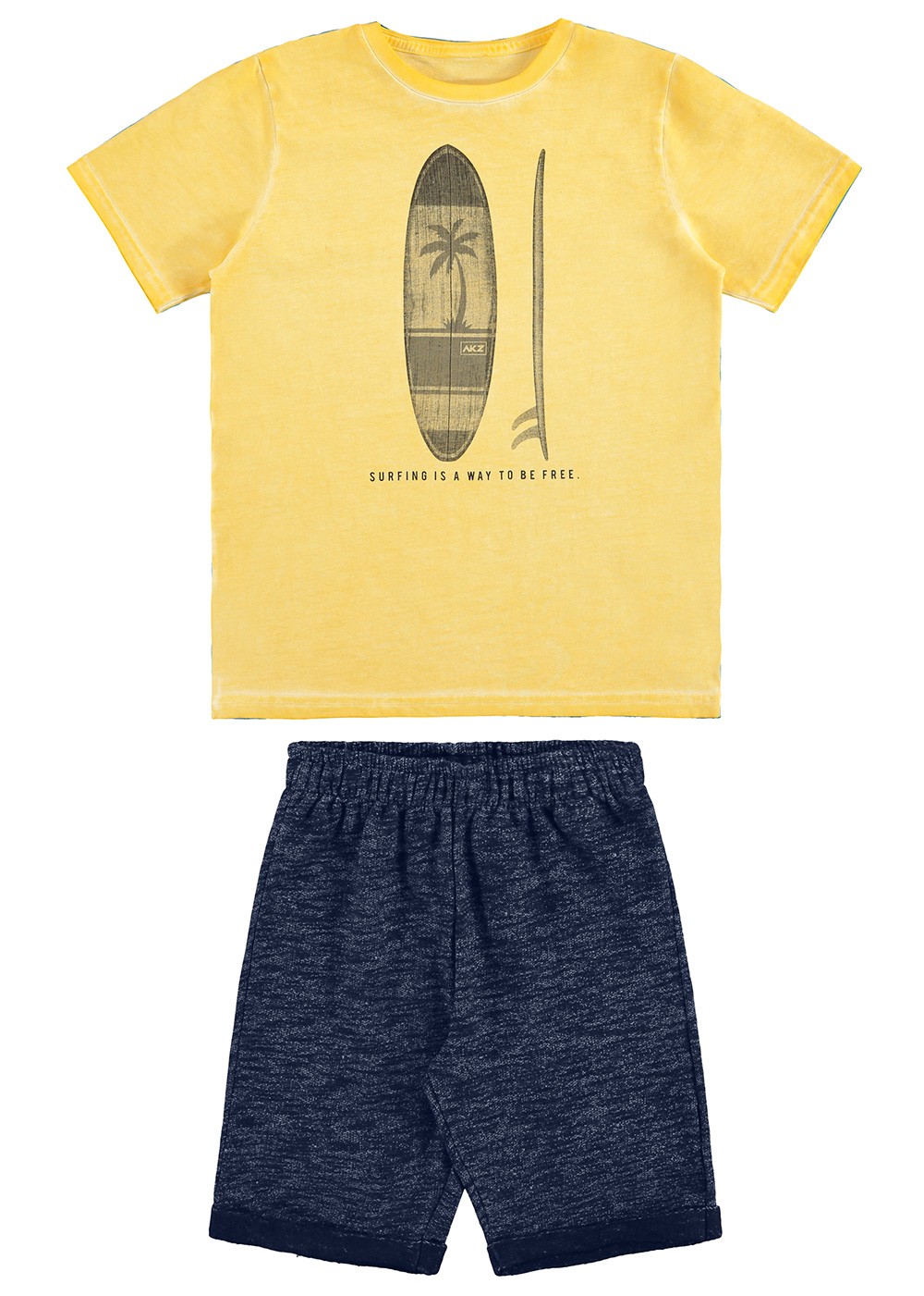 Conjunto Infantil Masculino Amarelo Surf Alakazzo