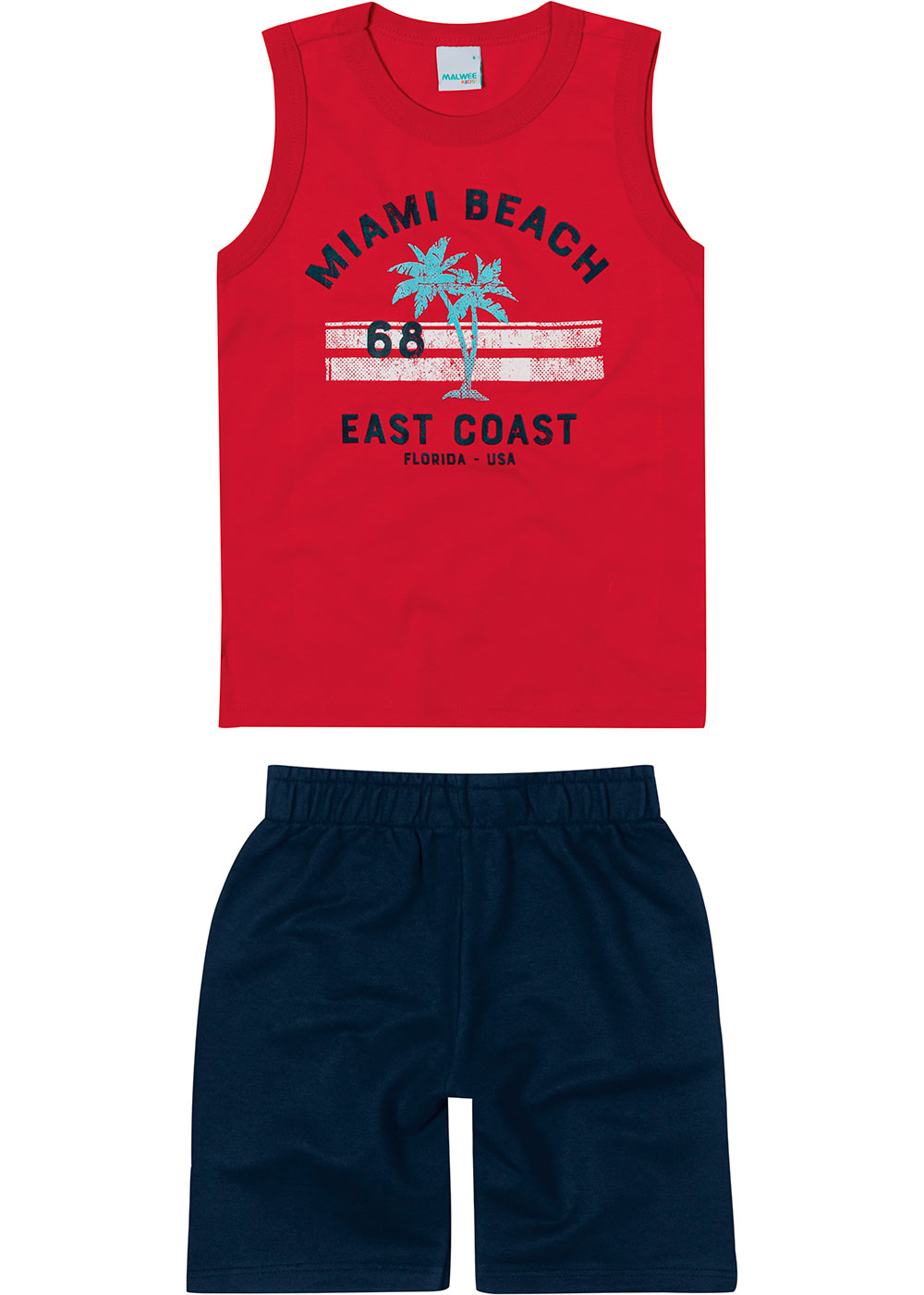 Conjunto Infantil Masculino Verão Vermelho Miami Beach - Malwee