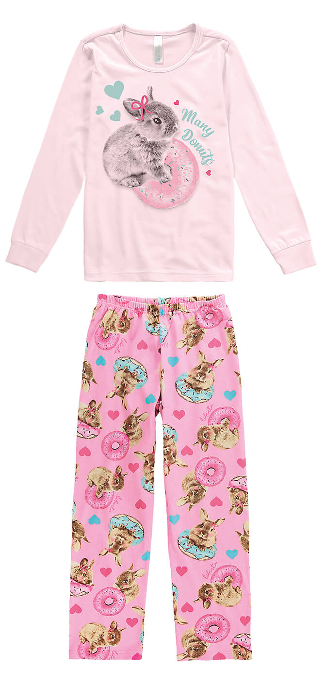Pijama Infantil Feminino Inverno Rosa Coelho Malwee
