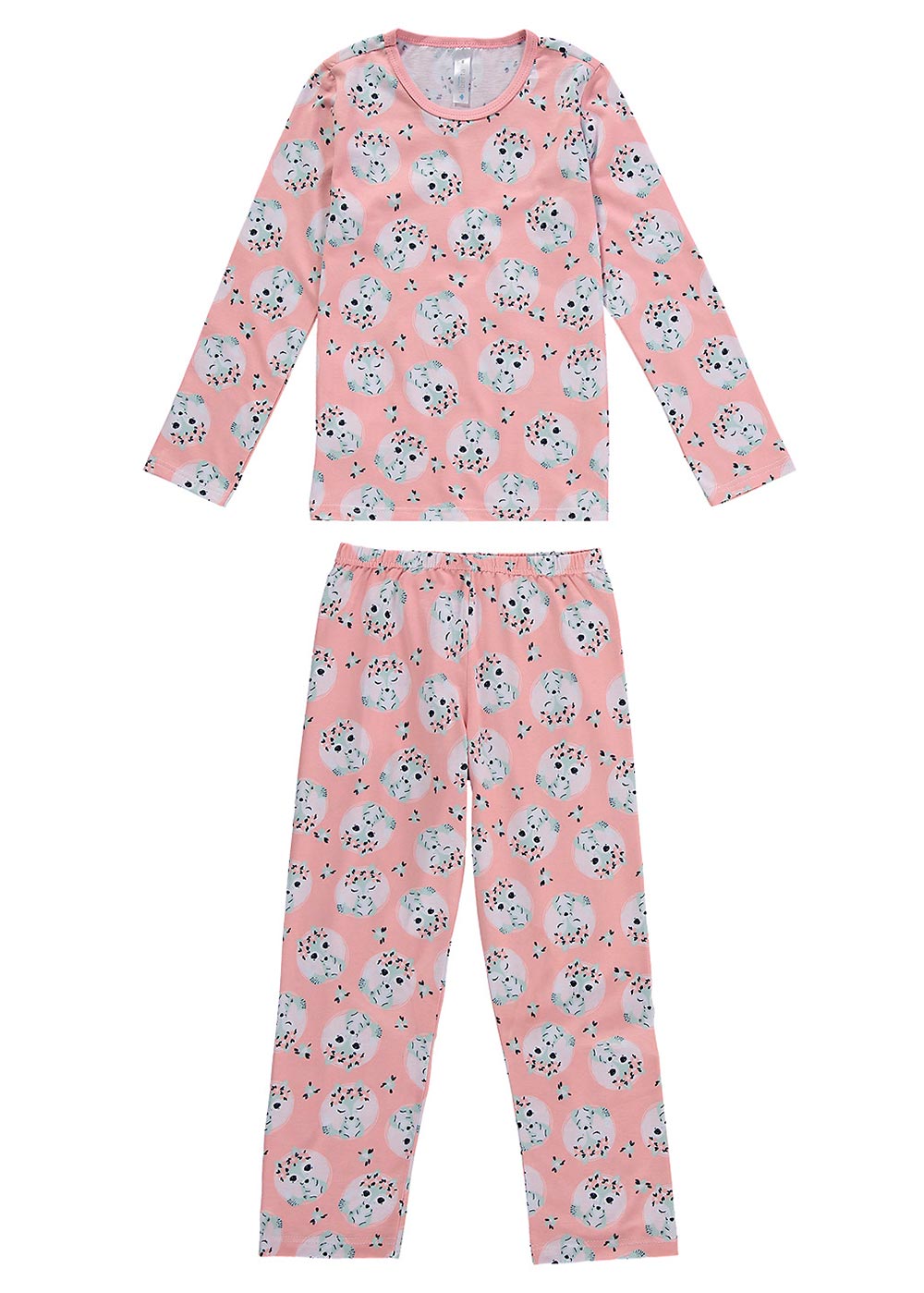 Pijama Infantil Feminino Inverno Rosa Estampado Malwee