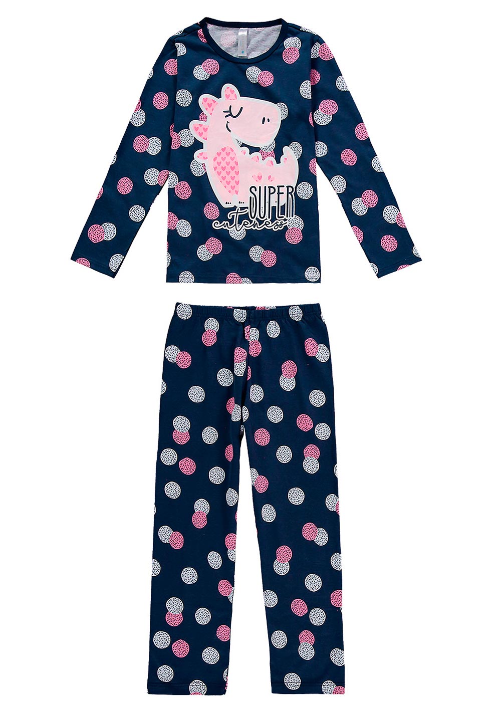 Pijama Infantil Feminino Inverno Azul Dino Malwee