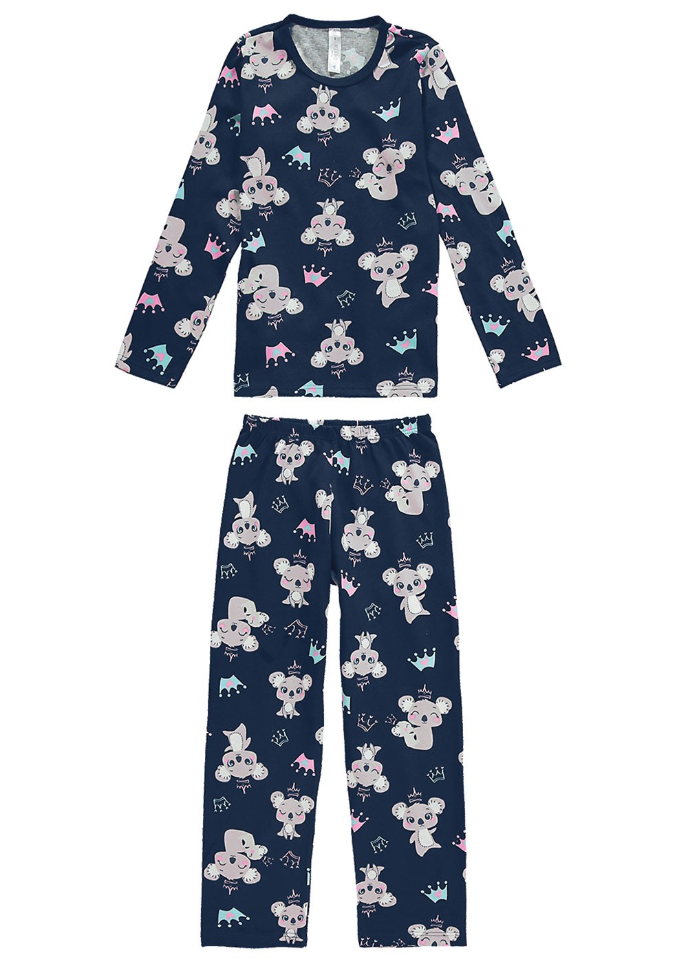 Pijama Infantil Feminino Inverno Azul Cute Malwee
