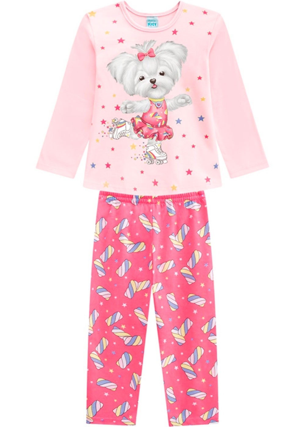 Pijama Infantil Feminino Inverno Rosa Candy Dog Brilha no Escuro - Kyly