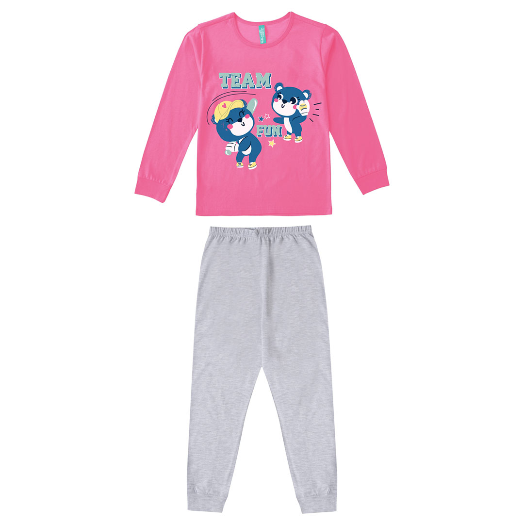 Pijama Infantil Feminino Longo Rosa Ursinha - Malwee