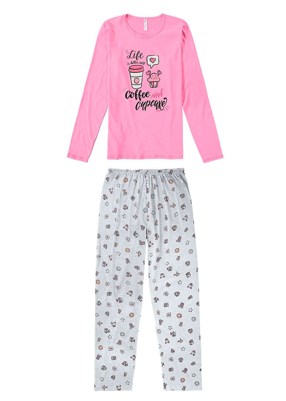 Pijama Infantil e Adulto Inverno Rosa Cupcake Malwee