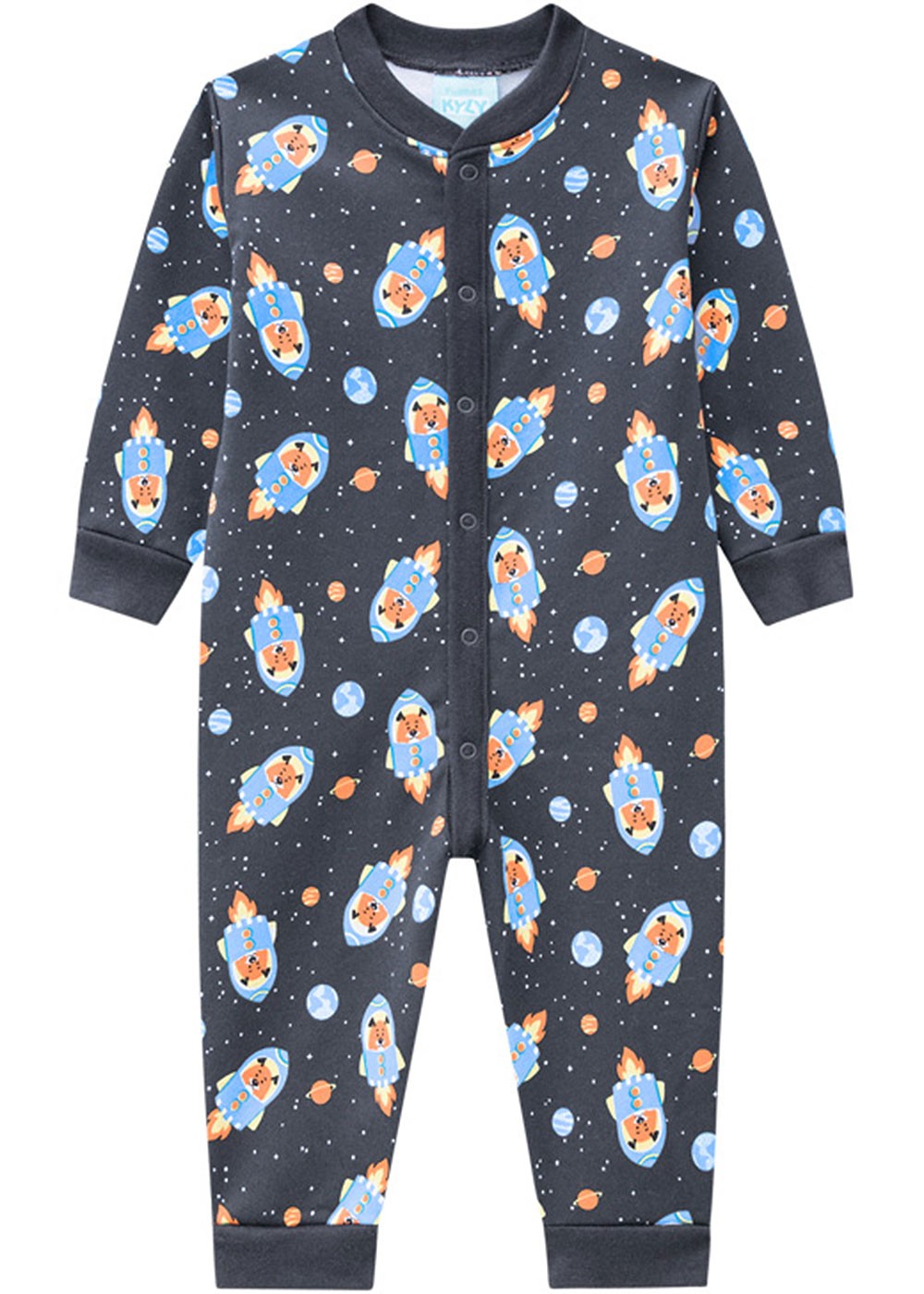 Pijama Infantil Masculino Cinza Estampado Inverno Kyly