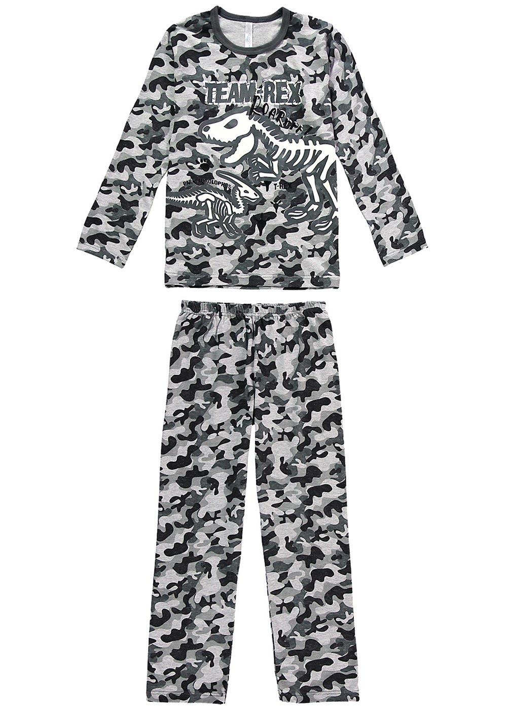 Pijama Infantil Masculino Inverno Cinza Team Rex - Malwee