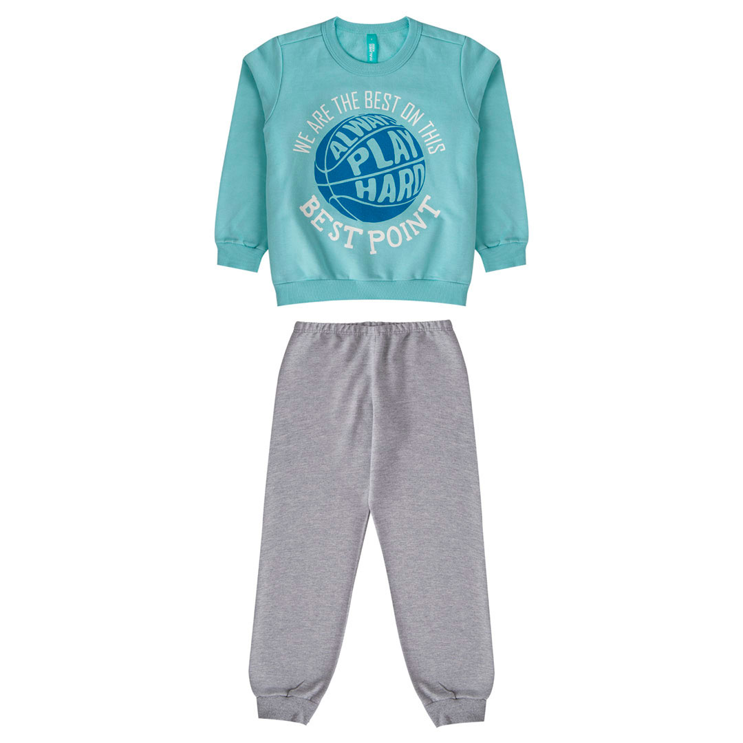 Pijama Infantil Masculino Longo Flanelado Azul Best Brilha no Escuro - Malwee