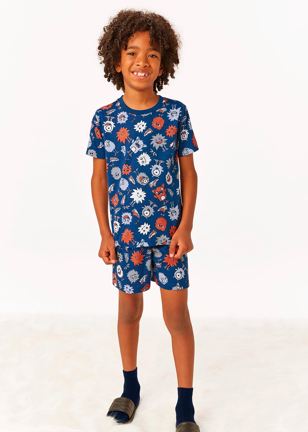 Pijama Infantil Masculino Verão Azul Cute Monster - Malwee
