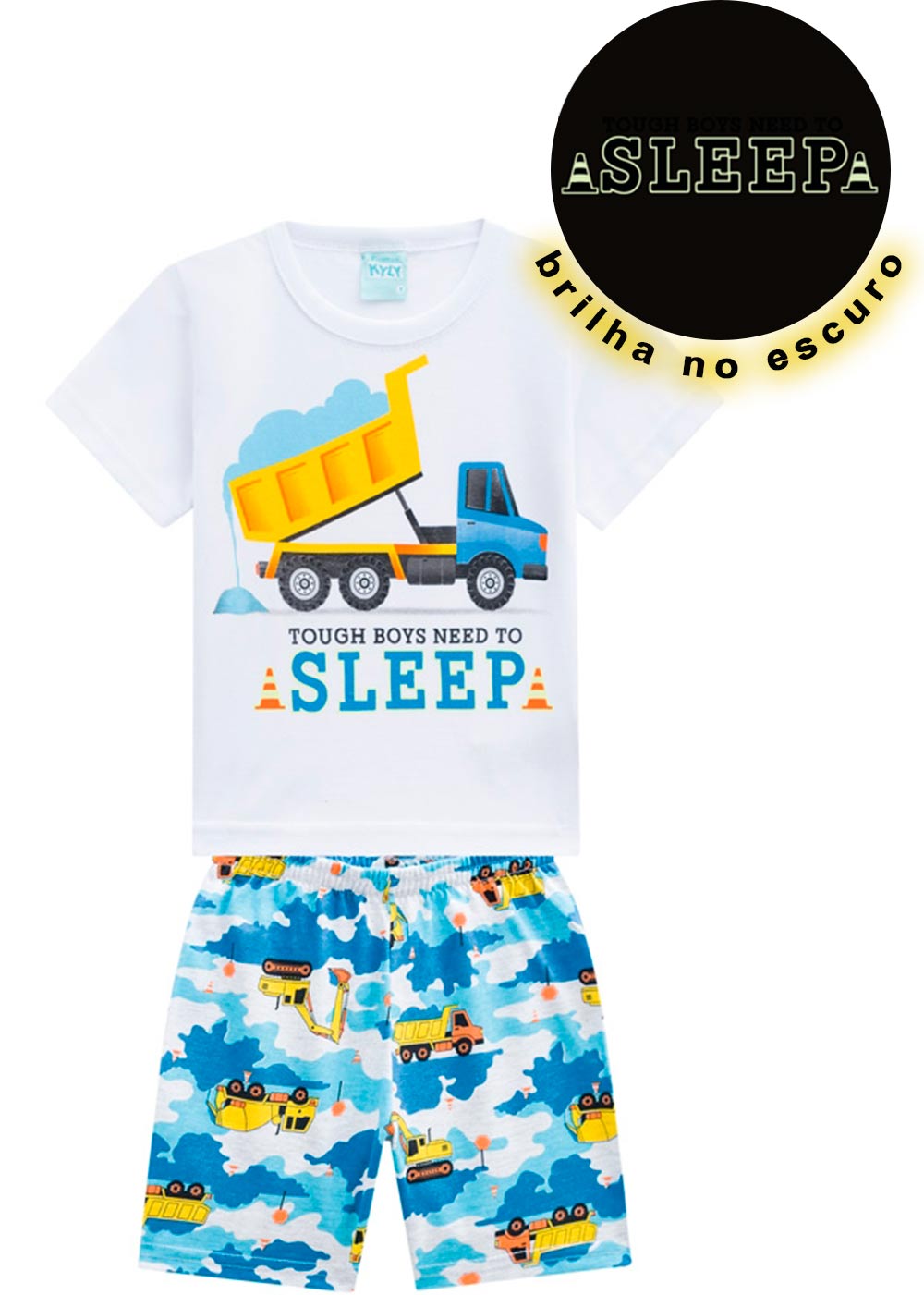 Pijama Infantil Masculino Verão Branca Sleep Brilha no Escuro - Kyly