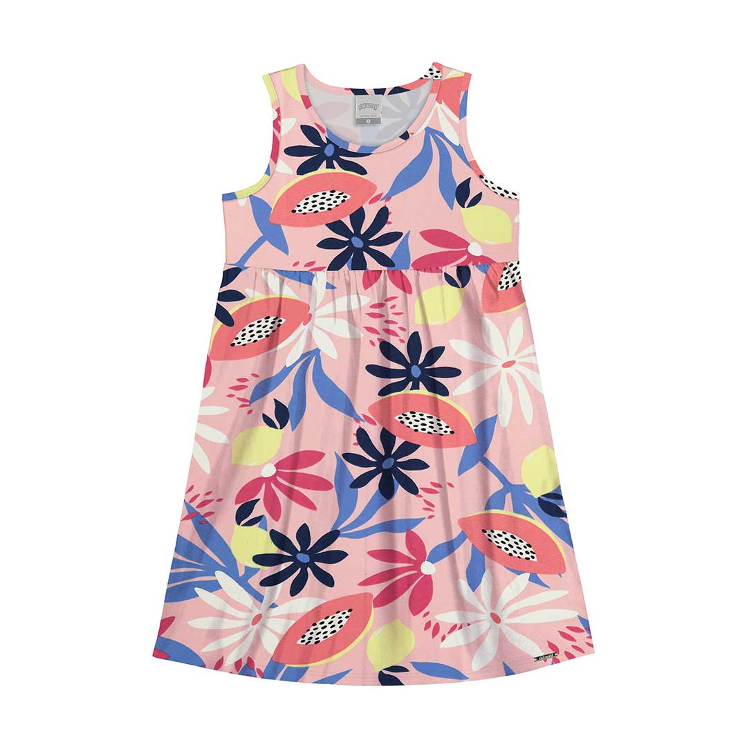 Vestido Infantil Curto Rosa Tropical - Alakazoo