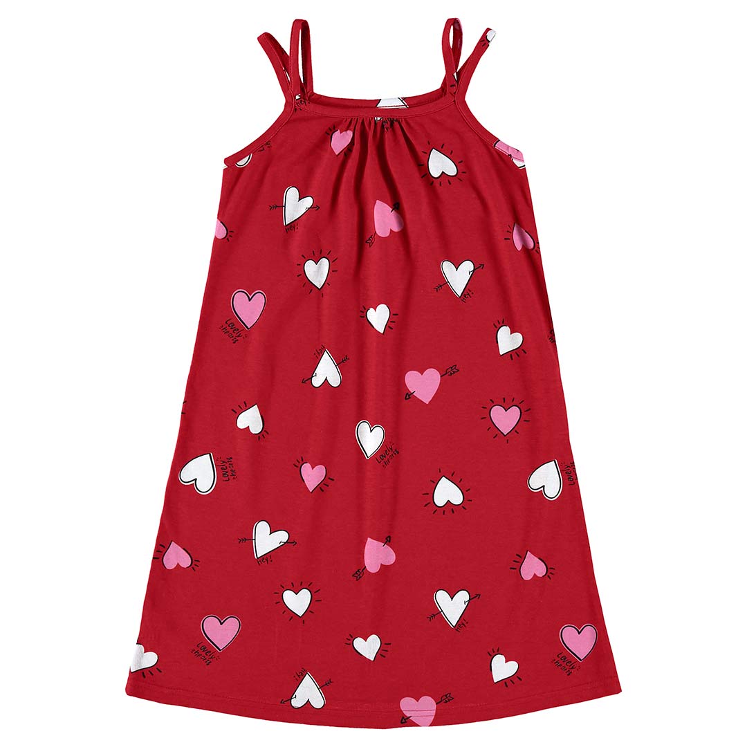 Vestido Infantil Curto Vermelho Corações - Malwee