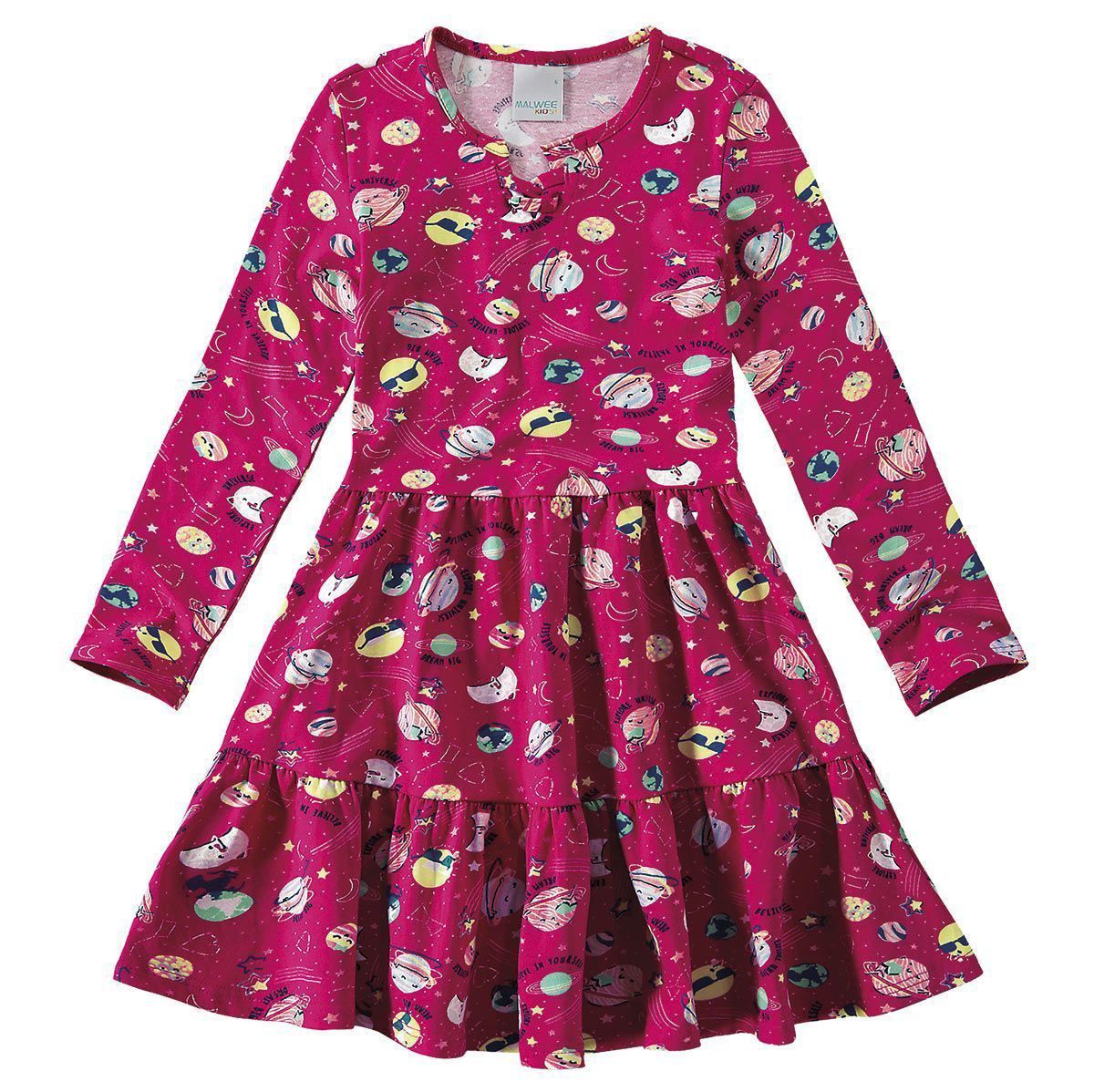 Vestido Infantil Inverno Rosa Espacial Malwee